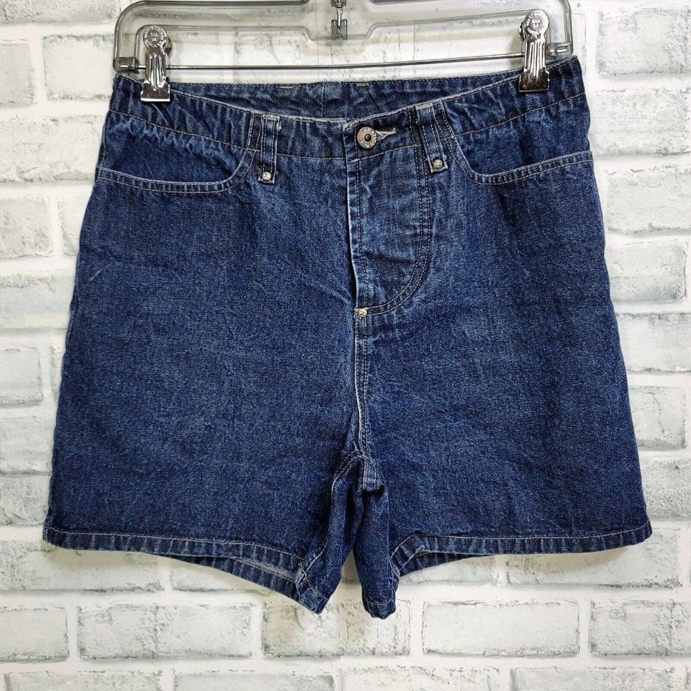 Vintage 90s Y2K Xhilaration 27" Dark Wash Denim Button Fly Jean Shorts Hi Rise